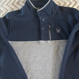 Spyder Navy and Heather Gray Colorblock Fleece Pullover
